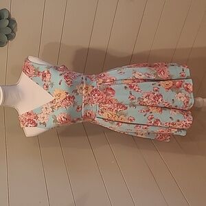 HAUTE MONDE Blue Floral Midi Dress. Size M